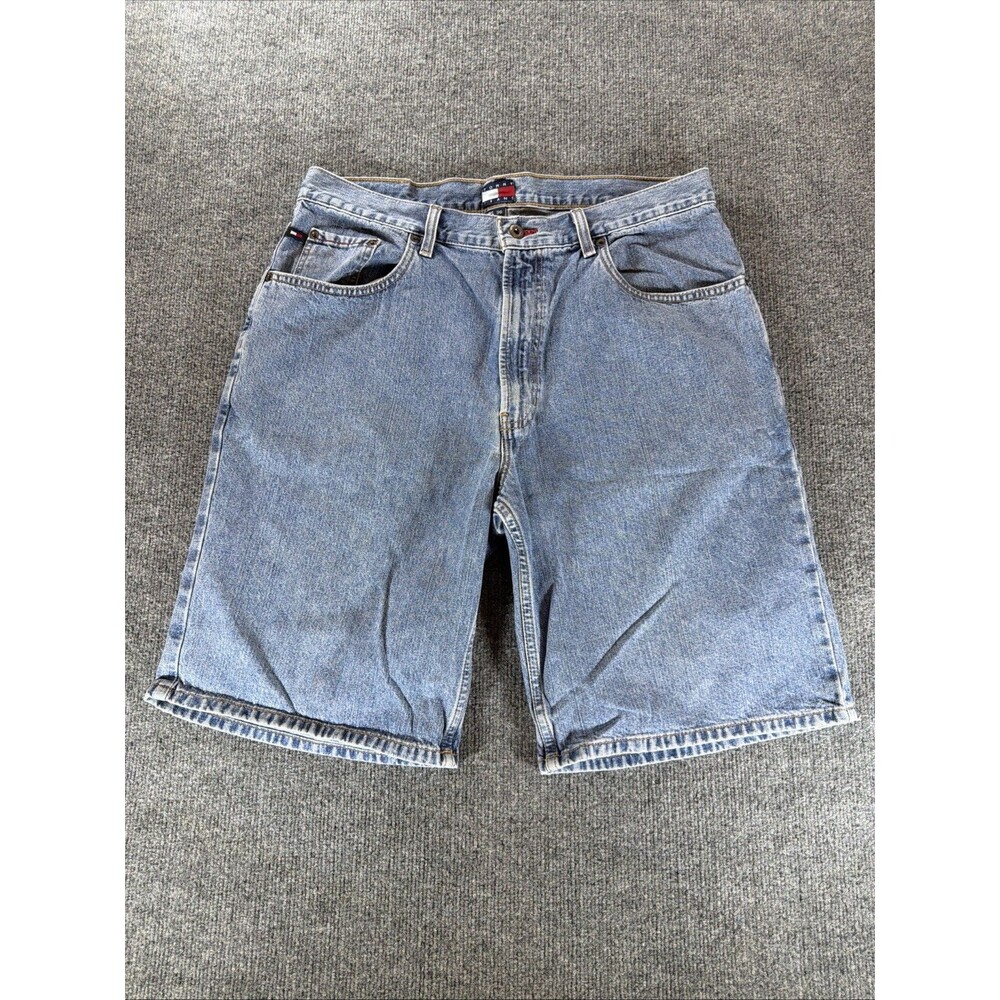 Vtg Y2K Tommy Hilfiger Regular Fit Denim Blue Jean Shorts Med Wash Mens Sz 36